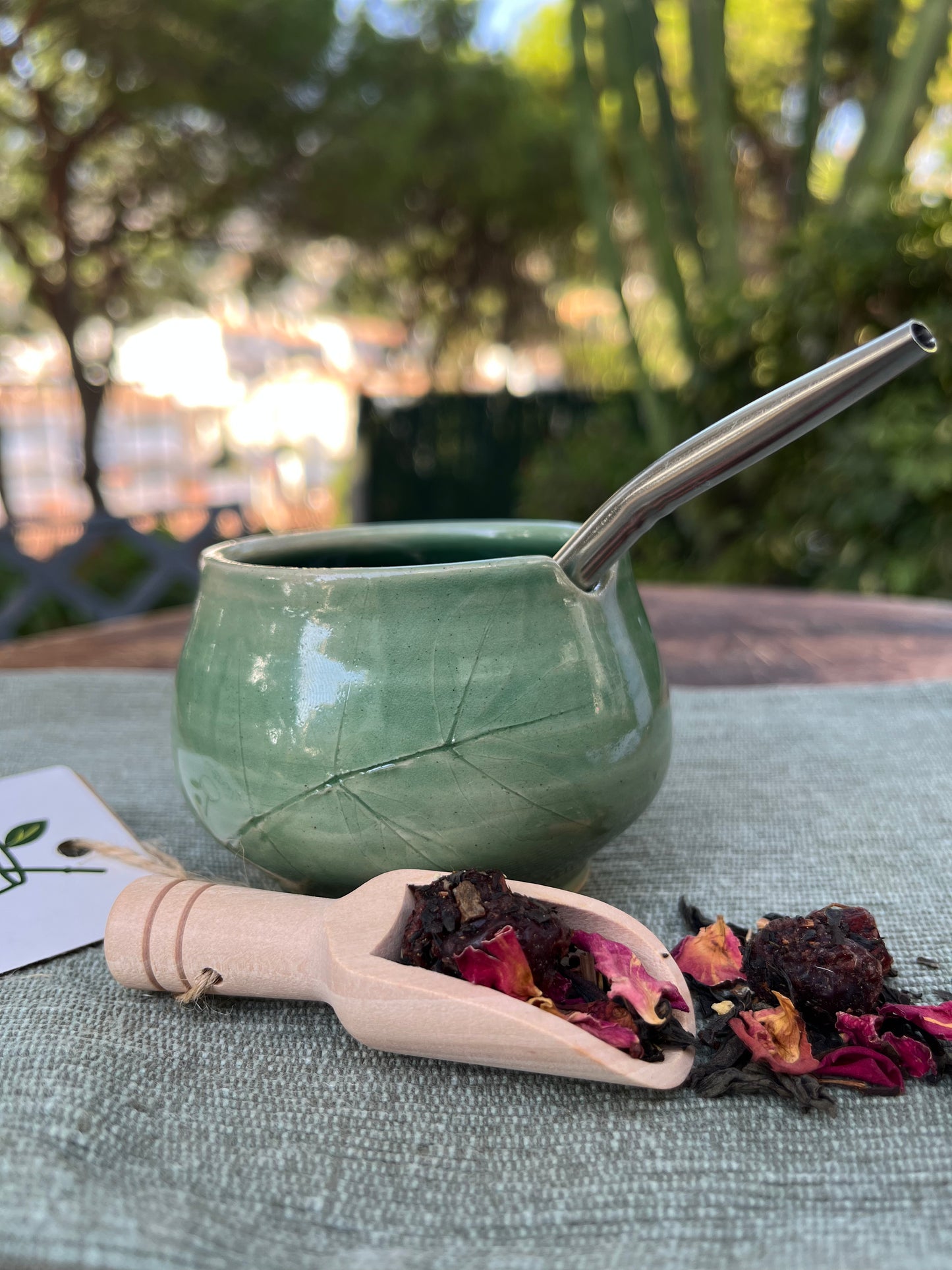 Matecito Especial Verde Flores